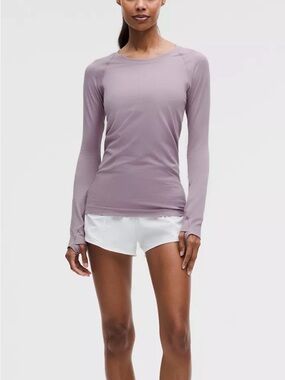 Lululemon Hip-Length Swiftly Tech Long-Sleeve Shirt in Lotus Lavender